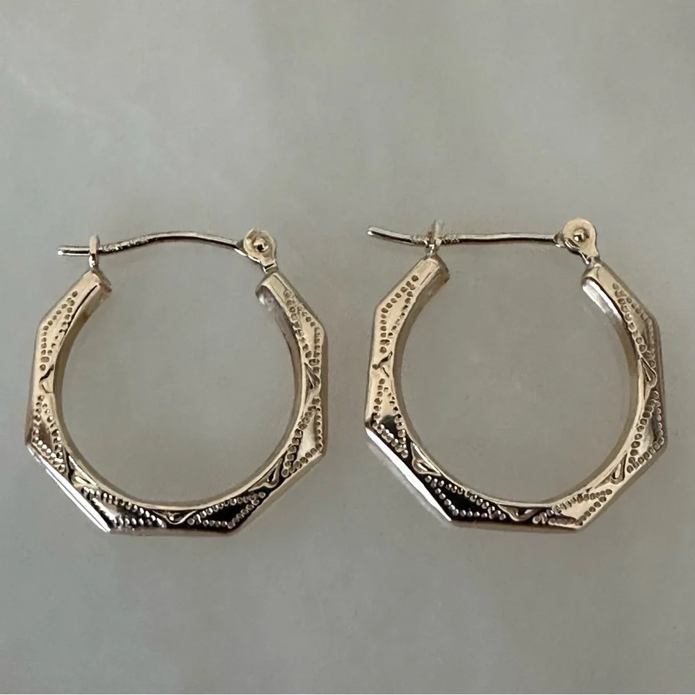 14k Solid Gold Hoop Earrings - Picture 2 of 16